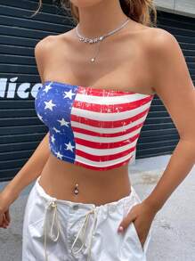 SHEIN EZwear Áo nữ Lá cờ Giải trí - Nhiều màu - Xem 6