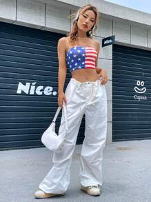 SHEIN EZwear Áo nữ Lá cờ Giải trí - Nhiều màu - Xem 7