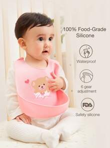 1入組嬰兒熊圖案圍兜 - 粉色 - 查看 1