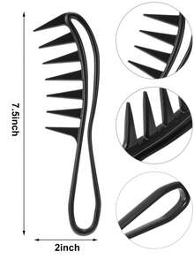 5pcs Rat Tail Comb & 2pcs Edge Brush & 2pcs Wide Tooth Wig Comb - Black - View 2
