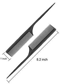 5pcs Rat Tail Comb & 2pcs Edge Brush & 2pcs Wide Tooth Wig Comb - Black - View 3