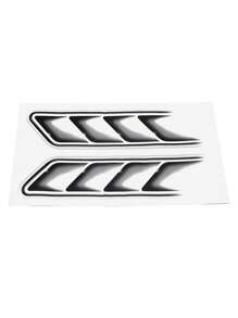 2pcs Car Vent Air Flow Fender Decor 3D Shark Gills Sticker - Black and White - View 3