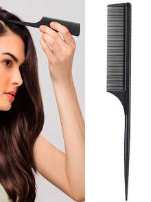 5pcs Rat Tail Comb & 2pcs Edge Brush & 2pcs Wide Tooth Wig Comb - Black - View 5