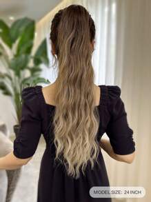Vuốt Đuôi Ngựa Nối Dài Tóc Dài Lượn Sóng Tự Nhiên Sóng Nước Màu Nâu 24 Inch Sợi Chịu Nhiệt - Nhiều màu - Xem 2