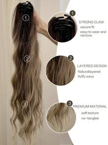 Vuốt Đuôi Ngựa Nối Dài Tóc Dài Lượn Sóng Tự Nhiên Sóng Nước Màu Nâu 24 Inch Sợi Chịu Nhiệt - Nhiều màu - Xem 4