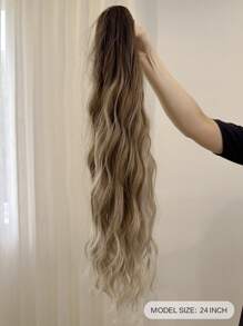 Vuốt Đuôi Ngựa Nối Dài Tóc Dài Lượn Sóng Tự Nhiên Sóng Nước Màu Nâu 24 Inch Sợi Chịu Nhiệt - Nhiều màu - Xem 5