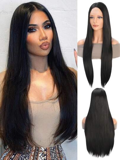 4X1蕾絲前長款直筒人造假髮