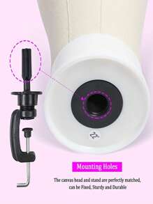 22 Inch Canvas Block Head Mannequin Wig Head With Stand For Styling Manikin Head Set - Beige - View 2