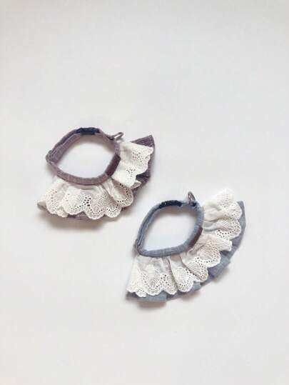 1入組蕾絲刺繡裝飾寵物項圈