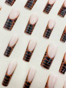 Nâng cấp vẻ ngoài của bạn với bộ 24 móng tay giả dài kiểu Pháp tuyệt đẹp, che phủ hoàn toàn, dụng cụ làm móng - Nhiều màu - Xem 2