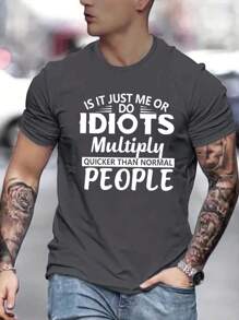 Áo thun & Áo lót Nam Slogan Giải trí - Màu xám đen - Xem 6