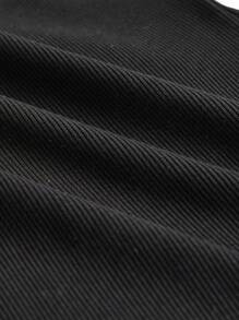 SHEIN BASICS 撞色滾邊背心連衣裙 - 黑色 - 查看 7