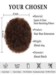 Tóc đuôi ngựa phồng dây rút Afro cho nữ Búi tóc phồng Afro 8 inch 65 gram - Dark Brown - Xem 2
