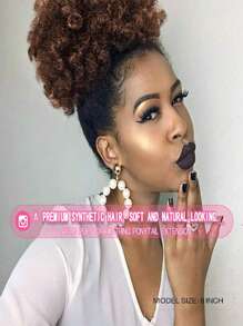Tóc đuôi ngựa phồng dây rút Afro cho nữ Búi tóc phồng Afro 8 inch 65 gram - Dark Brown - Xem 5