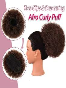 Tóc đuôi ngựa phồng dây rút Afro cho nữ Búi tóc phồng Afro 8 inch 65 gram - Dark Brown - Xem 6