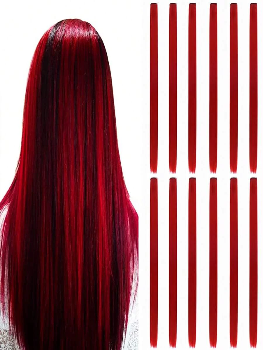 12 Cái Màu Điểm Nổi Bật Của Bữa Tiệc Kẹp Trong Phần Mở Rộng Tóc Cho Bé Gái 20 Inch Nhiều Màu Bộ Tóc Giả - Đỏ - Xem 1