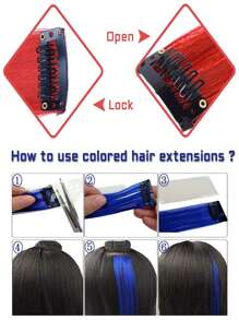 12 Cái Màu Điểm Nổi Bật Của Bữa Tiệc Kẹp Trong Phần Mở Rộng Tóc Cho Bé Gái 20 Inch Nhiều Màu Bộ Tóc Giả - Đỏ - Xem 3