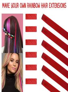 12 Cái Màu Điểm Nổi Bật Của Bữa Tiệc Kẹp Trong Phần Mở Rộng Tóc Cho Bé Gái 20 Inch Nhiều Màu Bộ Tóc Giả - Đỏ - Xem 5