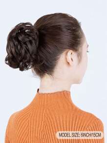 爪夾短卷合成纖維髮髻 - 棕色 - 查看 3