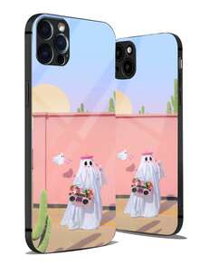 卡通鬼圖案玻璃手機殼 - 彩色 - 查看 3