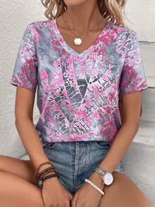 SHEIN LUNE 熱帶圖案T恤 - 彩色 - 查看 4