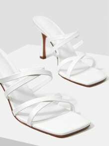 MOTF PREMIUM Sandal cao gót quai ngang - trắng - Xem 3