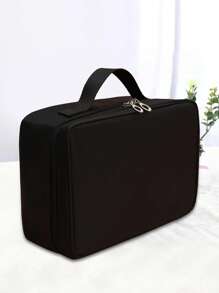 Solid Square Makeup Bag - Black - View 3