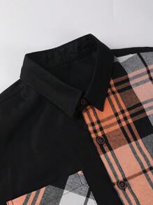 Manfinity Homme Men Plaid Print Shirt & Drawstring Waist Shorts - Black - View 7