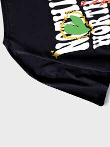 ROMWE MEN Street Life Nam Khẩu hiệu & Đồ họa Hoạt hình Áo thun - màu đen - Xem 7