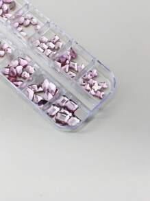 Decoración artística de uñas con diamantes de imitación de formas mixtas, 1 caja de joyería de diamantes de imitación geométricos de cristal rosa para diseño de uñas, manualidades DIY - Rosa Pálido - Ver 2