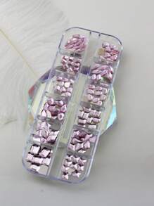 Decoración artística de uñas con diamantes de imitación de formas mixtas, 1 caja de joyería de diamantes de imitación geométricos de cristal rosa para diseño de uñas, manualidades DIY - Rosa Pálido - Ver 3