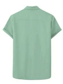 Manfinity Homme Men Plus Solid Button Up Shirt - Mint Green - View 2
