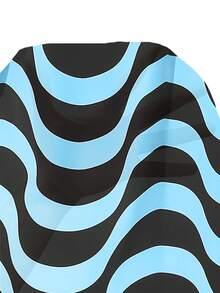 Calvaya Plus Wave Striped Cold Shoulder Lantern Sleeve Blouse - Multicolor - View 6