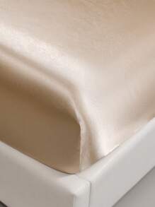 3入組素色香檳色緞面被套套裝帶1入組，2入組枕套無填充物，現代柔軟床上用品家用被套 - 香檳色 - 查看 6