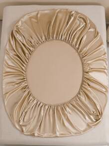 3入組素色香檳色緞面被套套裝帶1入組，2入組枕套無填充物，現代柔軟床上用品家用被套 - 香檳色 - 查看 8