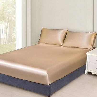 3pcs Satin Solid Bedspread Set [3 PiecesMulti-Color] Luxury Sateen Bedcover - Ultra Soft & Fine Fiber Set, Wrinkle-Resistant, Fade-Resistant, Stain-Resistant - Fitted Sheet, Pillowcases, King Size