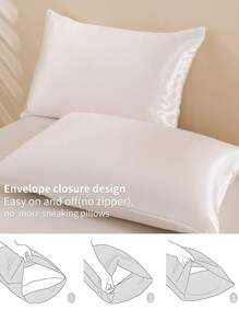 3 件套涤纶棉缎床笠套装，亲肤柔软，套装包含：1 件松紧带床笠 + 2 件枕套（无内芯） - 白色 - 查看 6