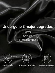 3pcs Solid Color Black Satin Duvet Cover Set With 1pc Cover, 2pcs Pillow Case Without Filler, Modern Soft Bedding Duvet Cover For Household - Black - View 3