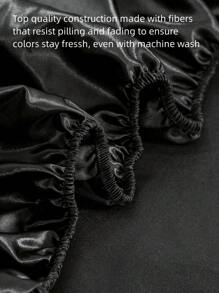 3pcs Solid Color Black Satin Duvet Cover Set With 1pc Cover, 2pcs Pillow Case Without Filler, Modern Soft Bedding Duvet Cover For Household - Black - View 8