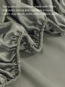 3pcs Satin Solid Bedspread Set [3 PiecesMulti-Color] Luxury Sateen Bedcover - Ultra Soft & Fine Fiber Set, Wrinkle-Resistant, Fade-Resistant, Stain-Resistant - Fitted Sheet, Pillowcases, King Size - Grey - View 7