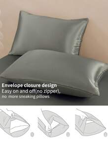 3pcs Satin Solid Bedspread Set [3 PiecesMulti-Color] Luxury Sateen Bedcover - Ultra Soft & Fine Fiber Set, Wrinkle-Resistant, Fade-Resistant, Stain-Resistant - Fitted Sheet, Pillowcases, King Size - Grey - View 4