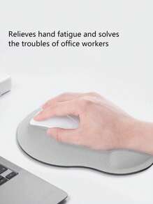 1pc Solid Anti-slip Mouse Pad With Wrist Rest