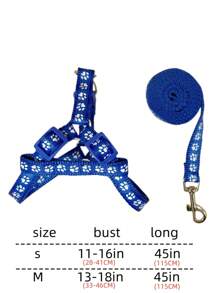 1入組爪印寵物牽引繩和背帶，藍色耐用寵物項圈套裝， - 藍色 - 查看 3