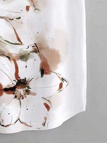 Mulvari 大碼印花蝙蝠袖T恤 - 白色 - 查看 5