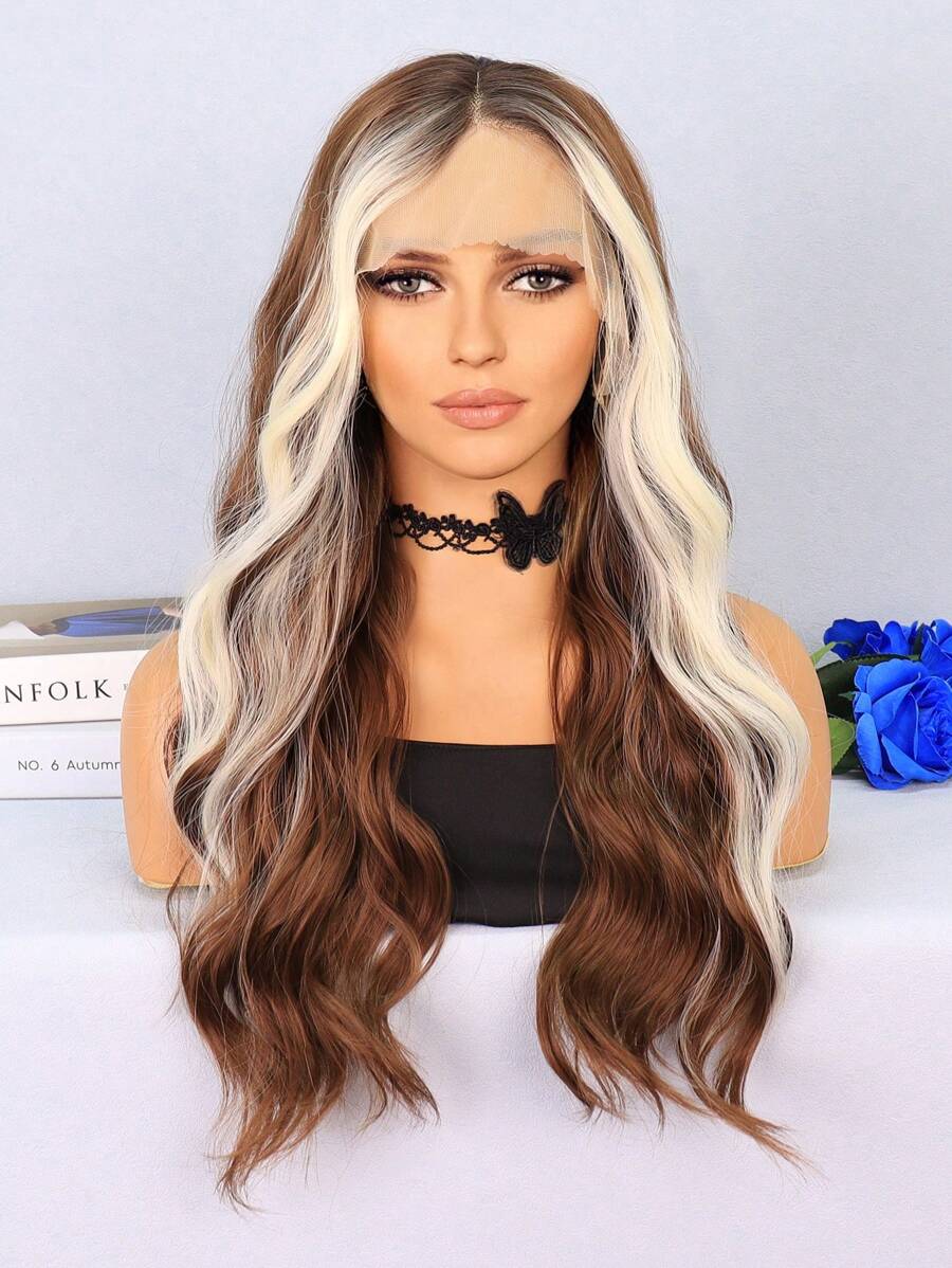 Tóc giả tổng hợp T-Part chịu nhiệt 13 X 4 X 1 Sóng dài Nhiều màu Sử dụng hàng ngày - Nhiều màu - Xem 1