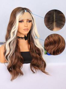 Tóc giả tổng hợp T-Part chịu nhiệt 13 X 4 X 1 Sóng dài Nhiều màu Sử dụng hàng ngày - Nhiều màu - Xem 3