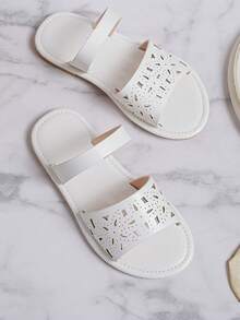 Zapatillas de moda antideslizantes ahuecadas para niñas para el verano - Blanco - Ver 1