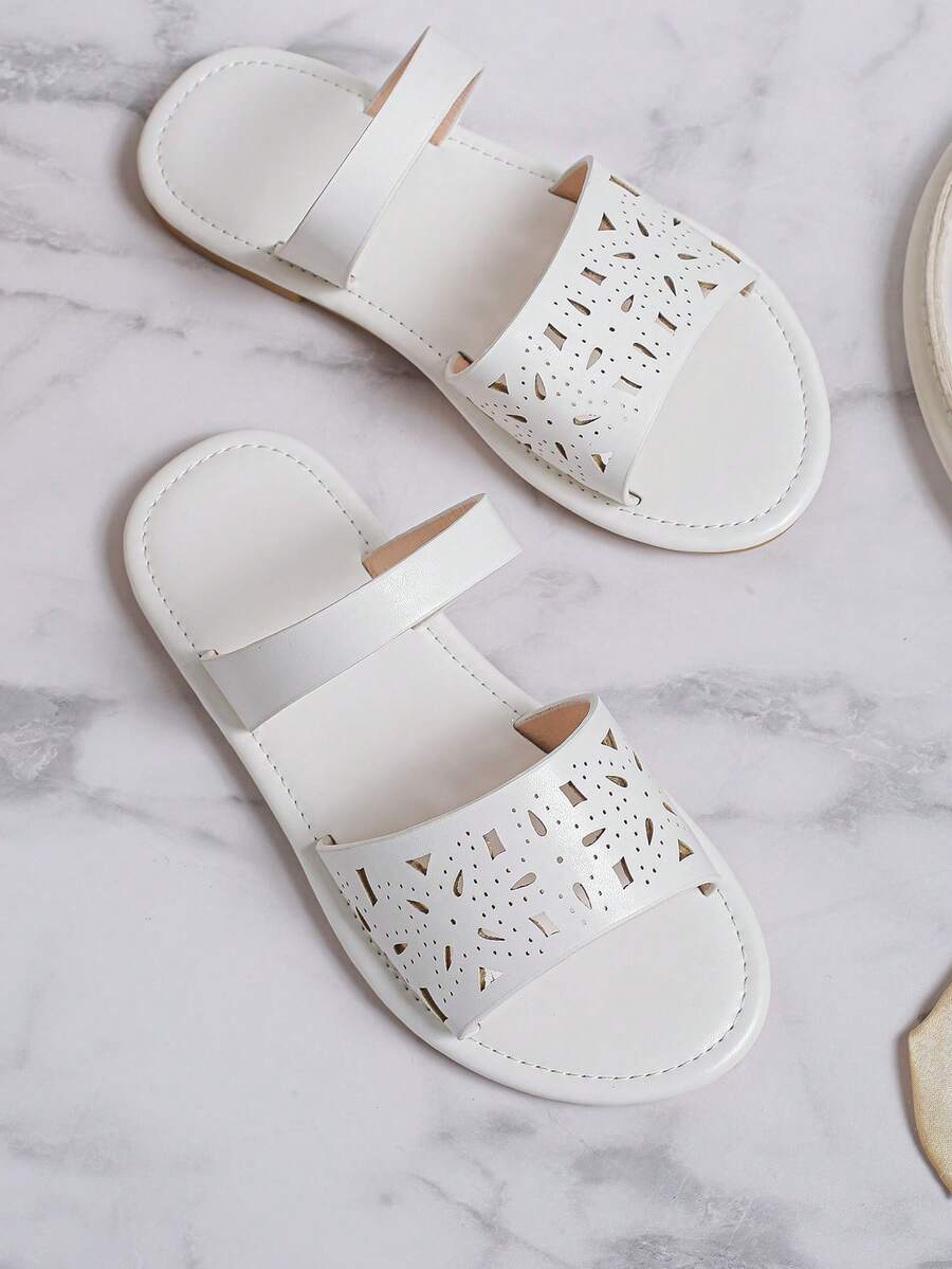 Zapatillas de moda antideslizantes ahuecadas para niñas para el verano - Blanco - Ver 1