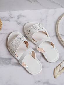Zapatillas de moda antideslizantes ahuecadas para niñas para el verano - Blanco - Ver 3