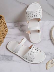 Zapatillas de moda antideslizantes ahuecadas para niñas para el verano - Blanco - Ver 5
